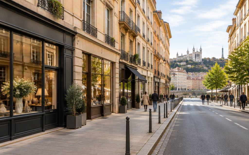 Rue commerçante à Lyon