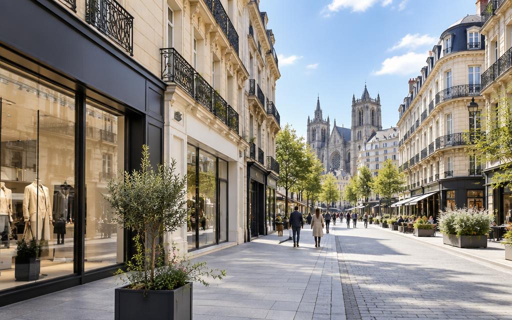 Rue commerçante à Nantes